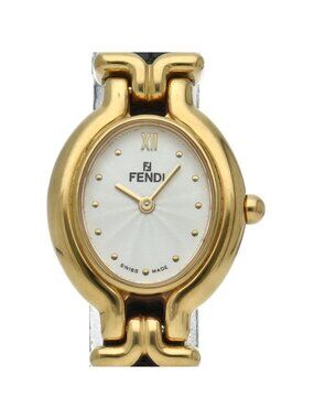 Fendi Change Watch Band 4 Leather Silver